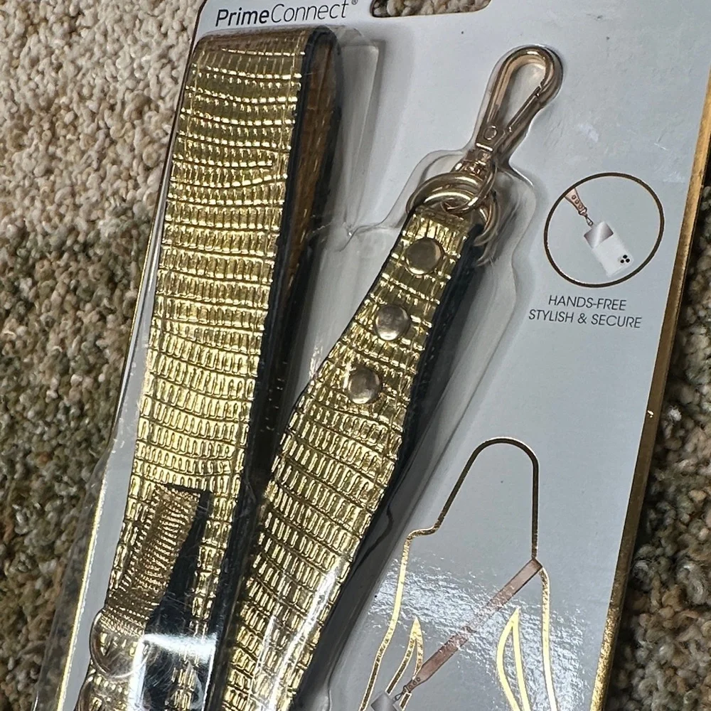 Crossbody Strap for Smartphones or Crossbody Bags Gold Embossed Guitar Strap NWT